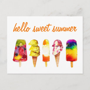hallo Sweet Summer Briefkaart Popsicle Ice Cream