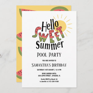 hallo Sweet Summer Watermelon Pool Party Bday Kaart