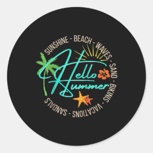 hallo T-shirt Tropische balkbedekking zomerbomen Ronde Sticker