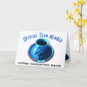 hallo teamkoffie met Blue Cup en Saucer Custom Kaart (Gele Bloem)
