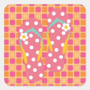 hallo Teenslippers Vierkante Sticker