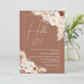 Hallo Terracotta Boho Pampas Grass Kaart (Staand voorkant)