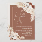 Hallo Terracotta Boho Pampas Grass Kaart (Voorkant / Achterkant)