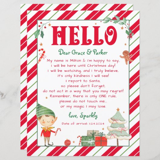 Hallo Terug Elf Welkom Ik ben terug Kerst Elf (Voorkant / Achterkant)