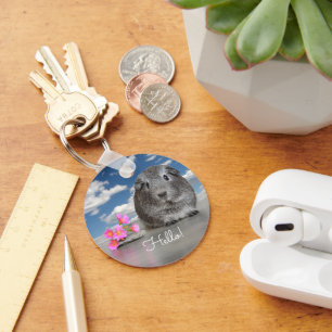 hallo Terug naar school Cute Grey Guinee Pig Aange Sleutelhanger