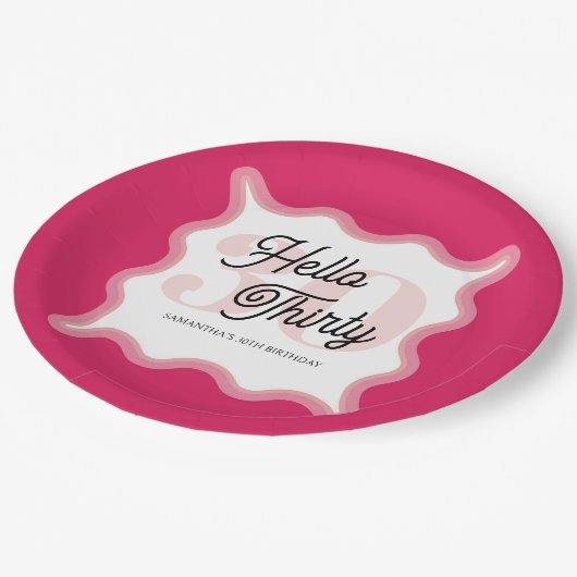 Hallo Thirty Wavy Groovy 30e verjaardag Papieren Bordje (Gekanteld)