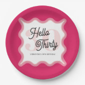 Hallo Thirty Wavy Groovy 30e verjaardag Papieren Bordje (Voorkant)