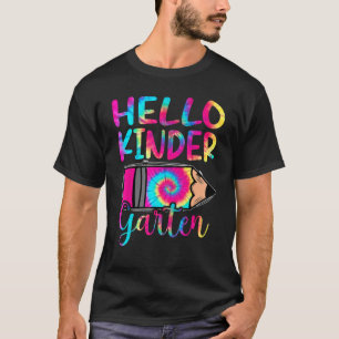 Hallo Tie Dye Kindergarten Eerste Dag van de Schoo T-shirt