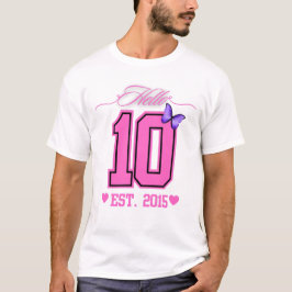 Hallo Tien cijfers Schattigee Coquette 10e Verjaar T-shirt