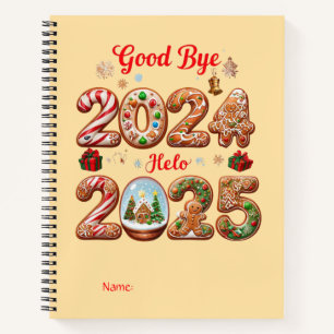 Hallo Tot ziens 2024 2025 Happy New Year Design Notitieboek