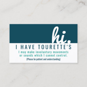 hallo tourette syndroom geduld pvc badge visitekaartje