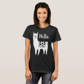 Hallo Trendy Black & White Llama Schets T-shirt (Voorkant volledig)