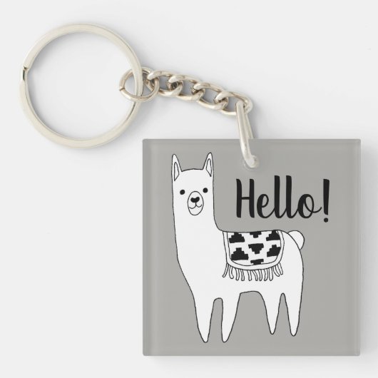 Hallo Trendy Llama Sketch Sleutelhanger (Voorkant)
