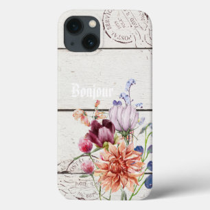 Hallo Trendy rustic hout Frans achtergrond chic iPhone 13 Hoesje