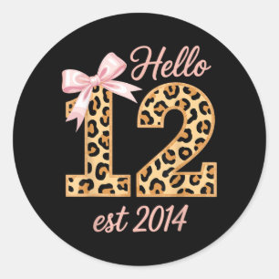 Hallo Twaalf EST 2014 12e Verjaardag Coquette 12 Ronde Sticker