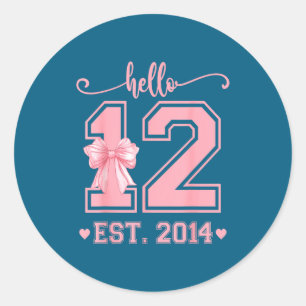 Hallo Twaalf Gevestigd 2014 12e Verjaardag Coquett Ronde Sticker