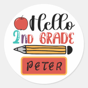 hallo tweede graad gepersonaliseerd Terug naar sch Ronde Sticker