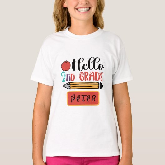 hallo tweede graad gepersonaliseerd Terug naar sch T-shirt (Voorkant)