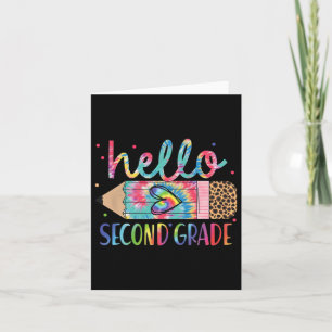 Hallo tweede klas potlood tie-dye terug naar schoo kaart
