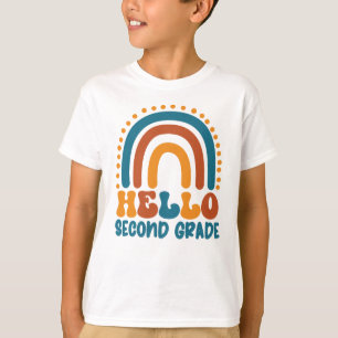 Hallo Tweede klas Retro Rainbow boho kleurrijk T-shirt