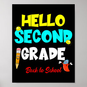 Hallo tweede klas terug naar school eerste dag fri poster