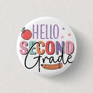 Hallo Tweede klas Terug naar School Ronde Button 3,2 Cm