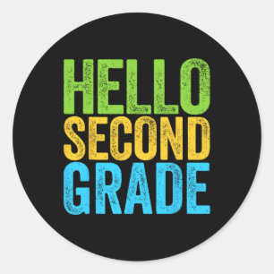 hallo tweede klas weer naar school ronde sticker