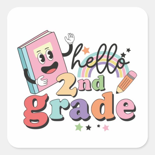 hallo tweede rang vierkante sticker (Voorkant)