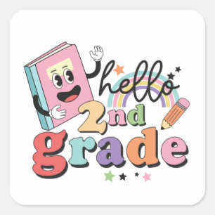 hallo tweede rang vierkante sticker