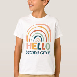 Hallo Tweedeklas boho regenboog school kleurrijk T-shirt