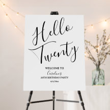 Hallo Twintig 20e Verjaardagsfeest Welkom Bord