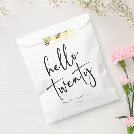 Hallo Twintig minimalistische 20e verjaardagsfeest Bedankzakje (Gezegeld)