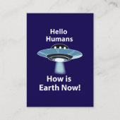 Hallo UFO Hoe is de aarde nu UFO? Visitekaartje (Voorkant)
