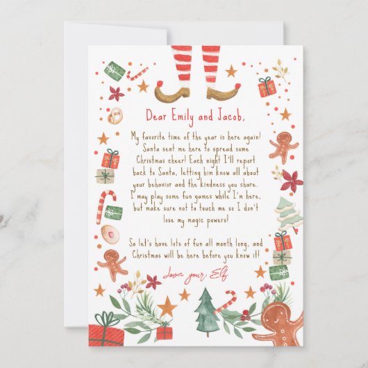 Hallo Uit Elf Aankomstbrief ben ik terug met kerst Kaart (Voorkant)