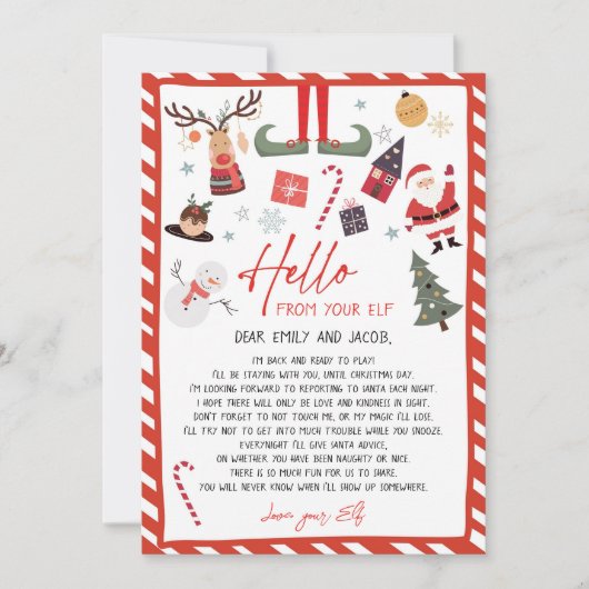 Hallo Uit Elf Aankomstbrief ben ik terug met kerst Kaart (Voorkant)