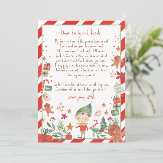 Hallo Uit Elf Aankomstbrief ben ik terug met kerst Kaart (Staand voorkant)