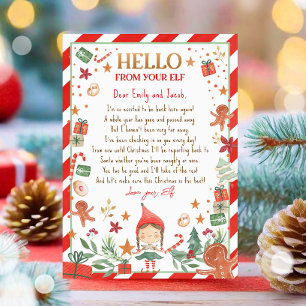 Hallo Uit Elf Aankomstbrief ben ik terug met kerst Kaart