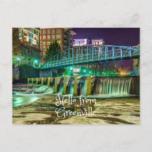 hallo uit Greenville, South Carolina Reedy River Briefkaart