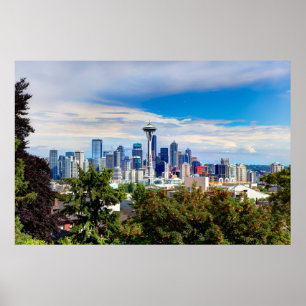 hallo uit Seattle, Washington. Uitzicht in het cen Poster