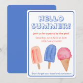 Hallo Uitnodiging Summer Waterverf Popsicle Party (Voorkant / Achterkant)