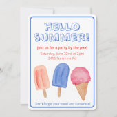 Hallo Uitnodiging Summer Waterverf Popsicle Party (Voorkant)