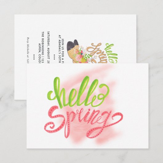 hallo Uitnodiging van de Partij van de Voorjaars (Voorkant / Achterkant)