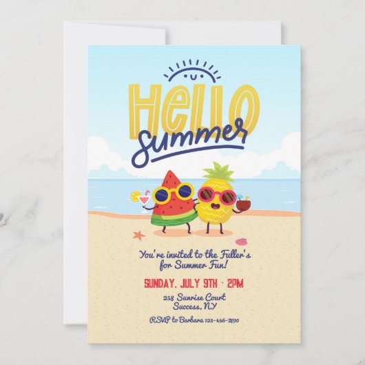 Hallo Uitnodiging voor zomertekens (Voorkant)