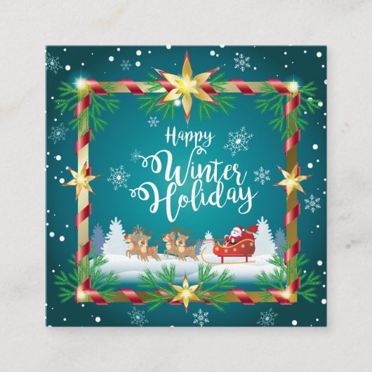 Hallo Uitnodiging! Winter Kerstmis en Nieuwjaar Vierkante Visitekaartje (Voorkant)