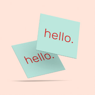 Hallo Unieke moderne rode typografie Casual Vierkante Visitekaartje