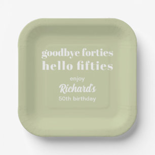 Hallo Vaarwel Forties 50ste verjaardag Papieren Bordje