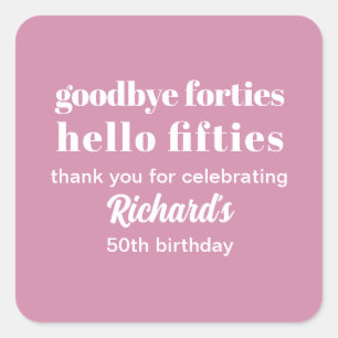 Hallo Vaarwel Forties 50ste verjaardag Vierkante Sticker