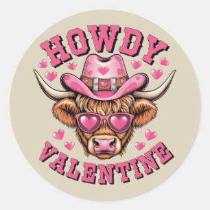 Hallo Valentijn Koe Valentijnsdag Coquette Liefde Ronde Sticker