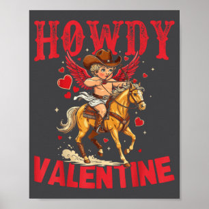 Hallo Valentijn Retro Hart Cowboyhoed Western Koe Poster