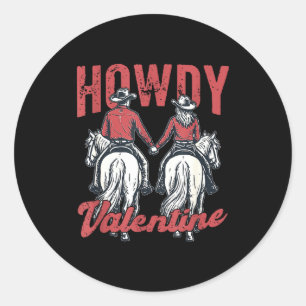Hallo Valentijn Retro Western Koppel Liefde Ronde Sticker